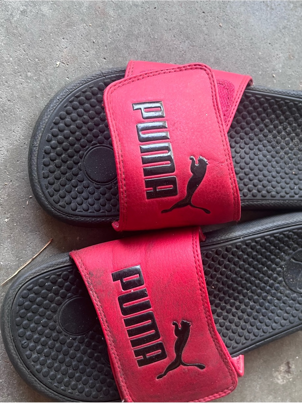 Puma Kids Red and Black Slide Sandals